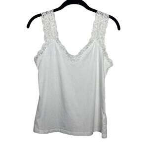 COVINGTON / white lace trim y2k tank top / M petite